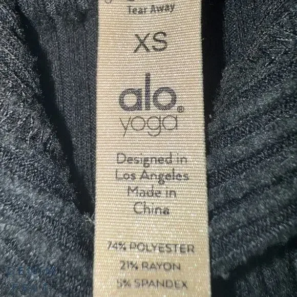 Alo Yoga Muse Hoodie Black Cropped Ribbed Lounge Sweatshirt XS Soft Plush Studio